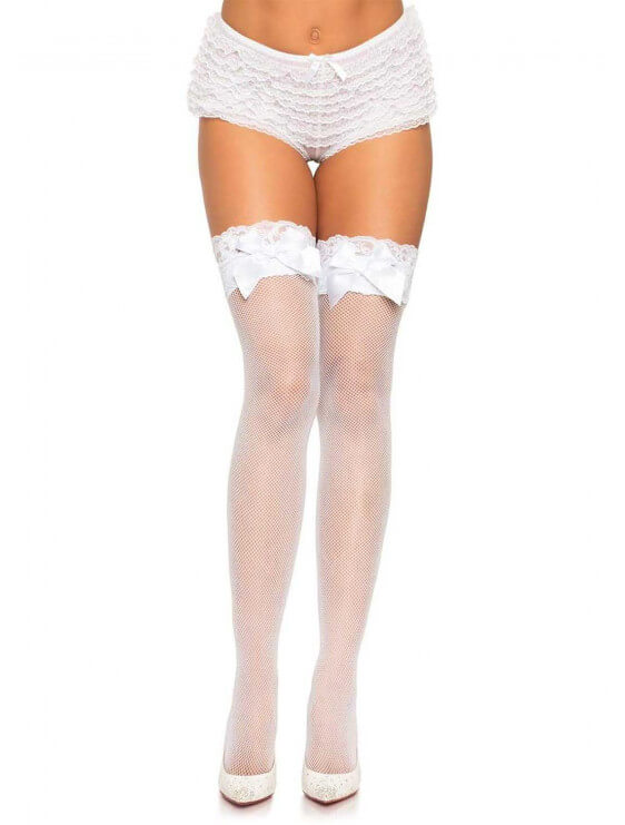 Bas leg avenue Lace Top Fishnet blanc face