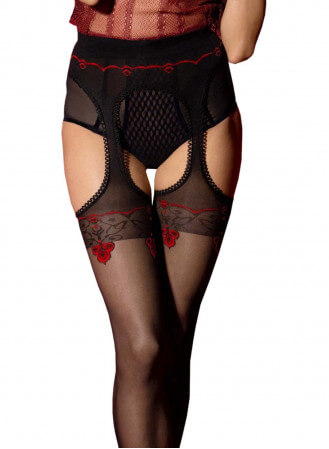 Collant ouvert amour rouge 20D