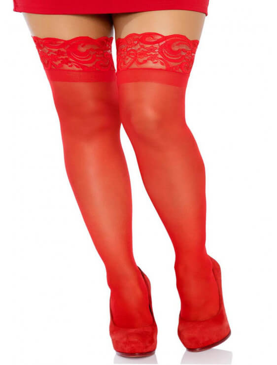 Bas autofixants leg avenue Voile Grande Taille rouge