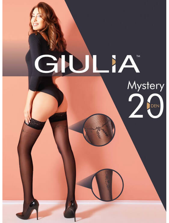 Bas autofixants giulia Mystery 20 deniers noir packaging