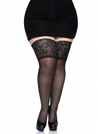 Bas leg avenue autofixants Grande Taille noir