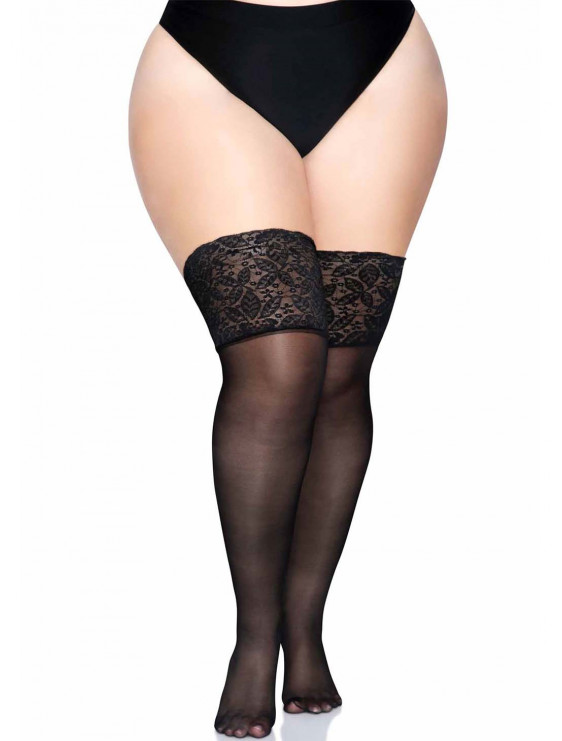 Bas leg avenue autofixants Grande Taille noir