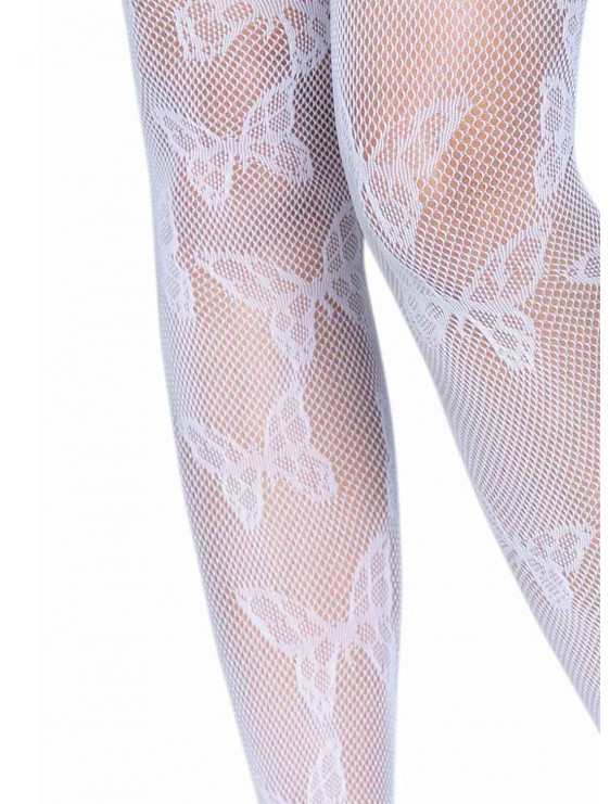 Collant BUTTERFLY blanc résille leg avenue