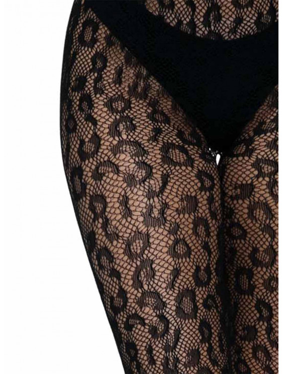 Collant LEOPARD noir de la marque leg avenue