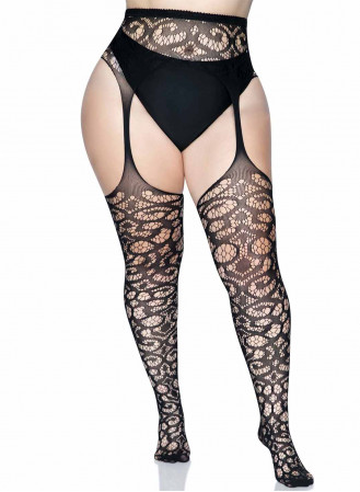 Plus de détails Collant grande taille Scroll Lace