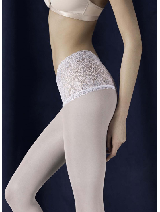 Collant Pearl 40 fiore blanc