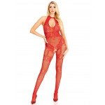 Body collant resille & strass rouge