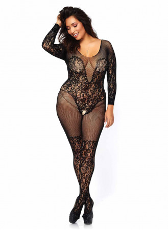 Plus de détails Body collant résille motif Grande taille