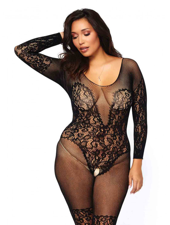 Body collant résille motif Plus size