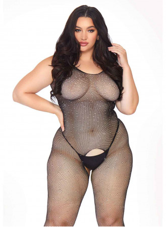 Plus de détails Body collant résille Strass Grande taille