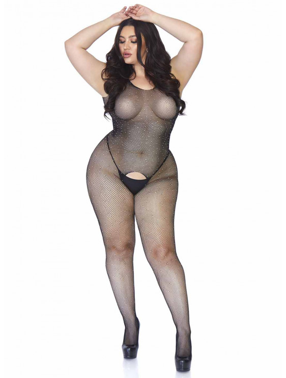 Body collant résille Strass Grande taille
