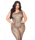 Body collant résille asymétrique strass grande taille