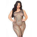 Body collant résille asymétrique strass grande taille