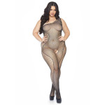 Body collant résille asymétrique strass grande taille