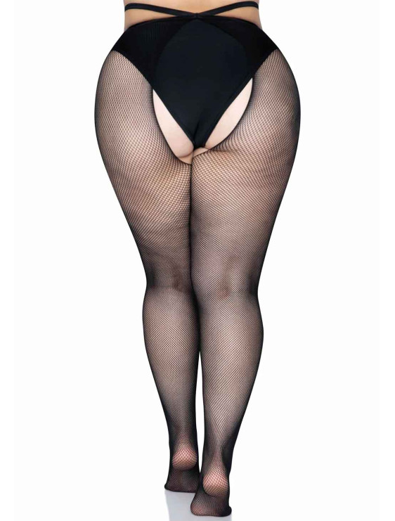 Collant ouvert grande taille résille strappy leg avenue