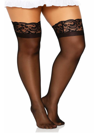 Bas autofixants leg avenue Voile Grande Taille noir