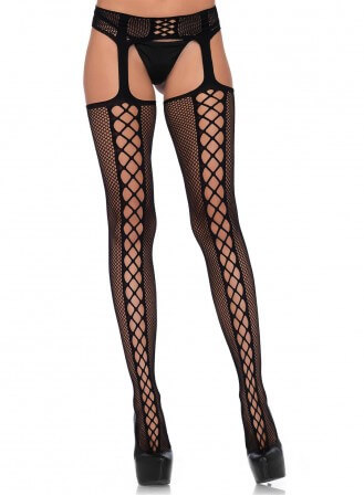 Collant Leg Avenue Lace Up noir face